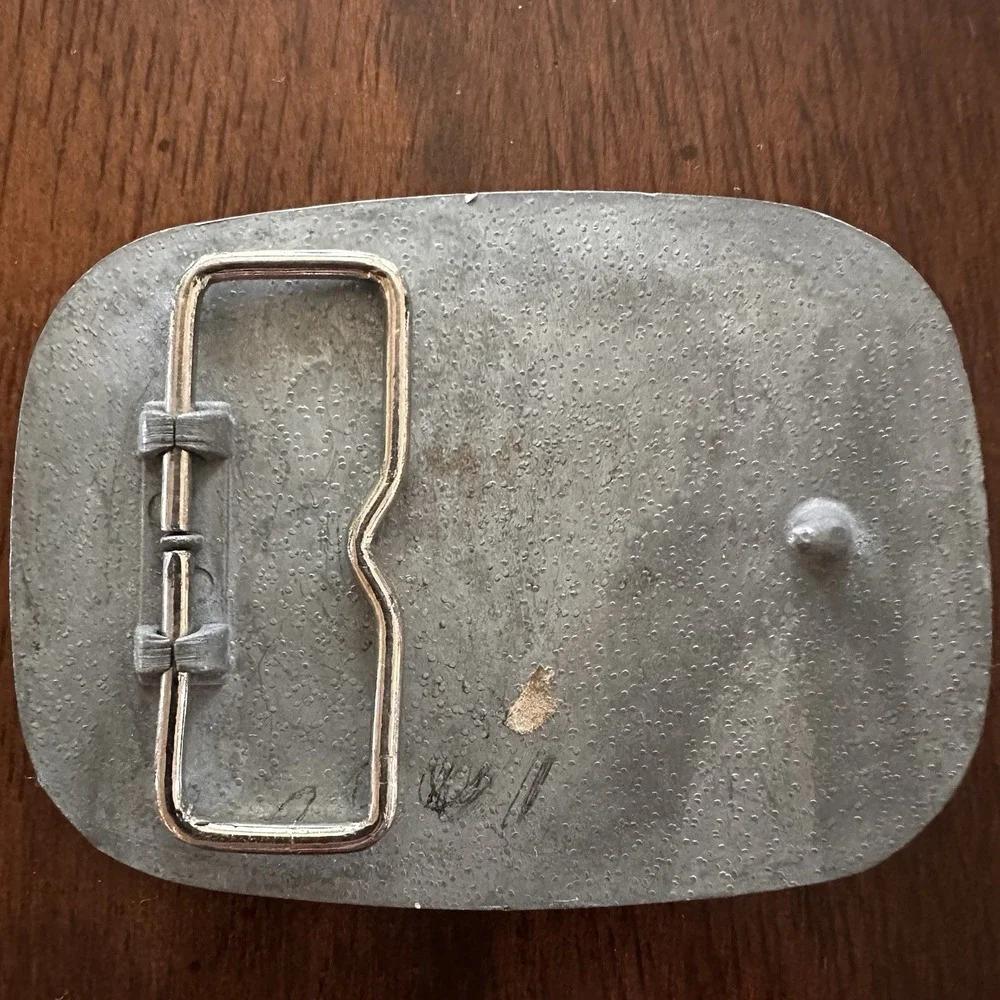 Guitar Headstock Belt Buckle‎ Red Enamel Silver Tone Metal 3